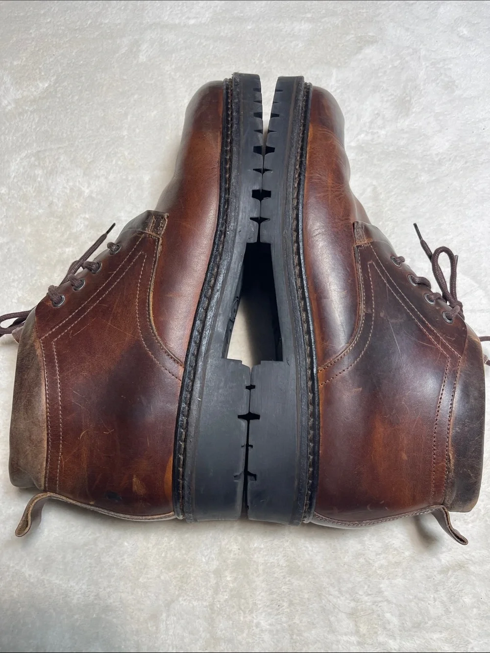 Men's Brown Leather Chukka Boots – Classic Lace-Up Workstyle Size 13 M